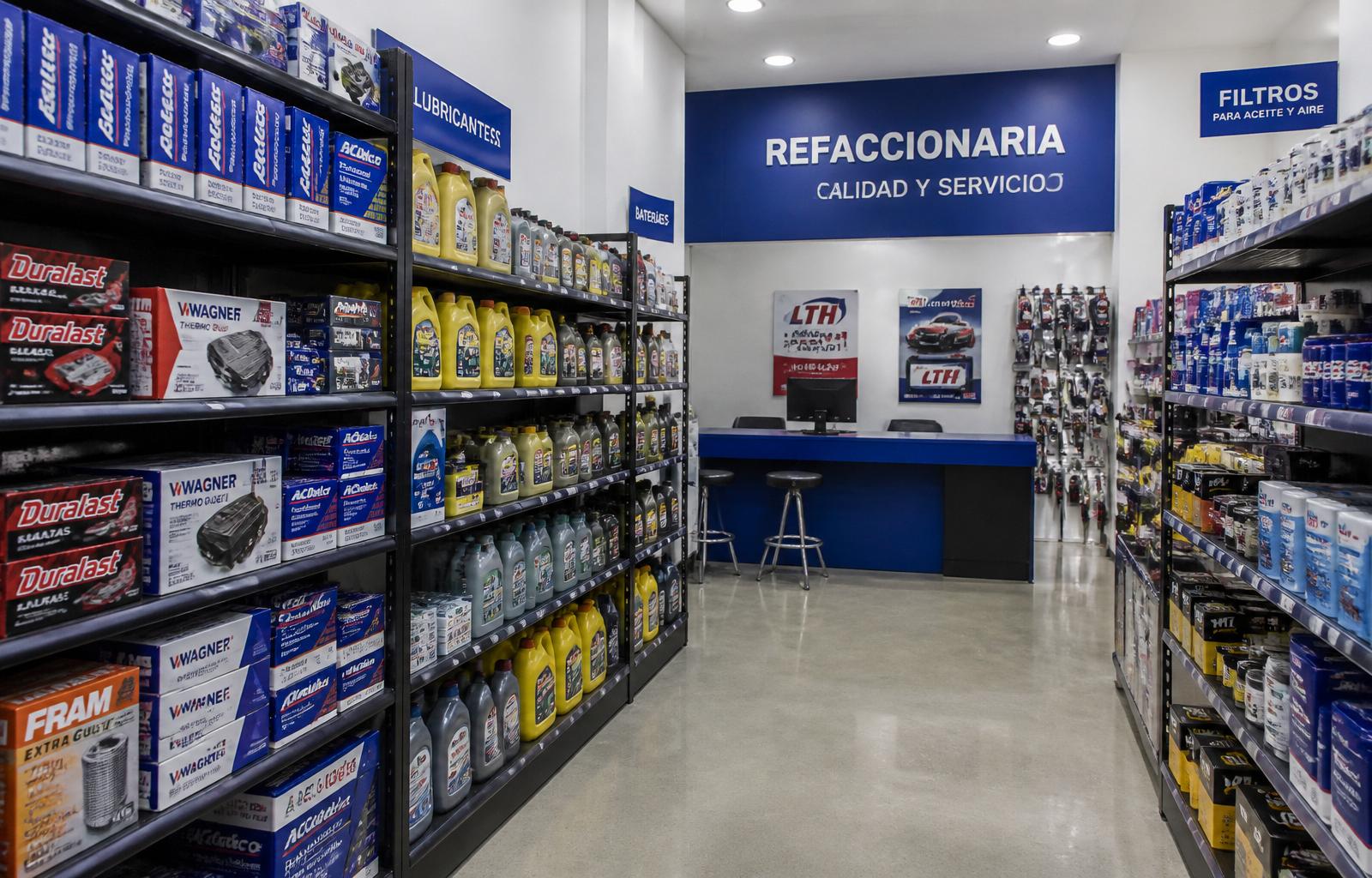 Interior de refaccionaria organizada